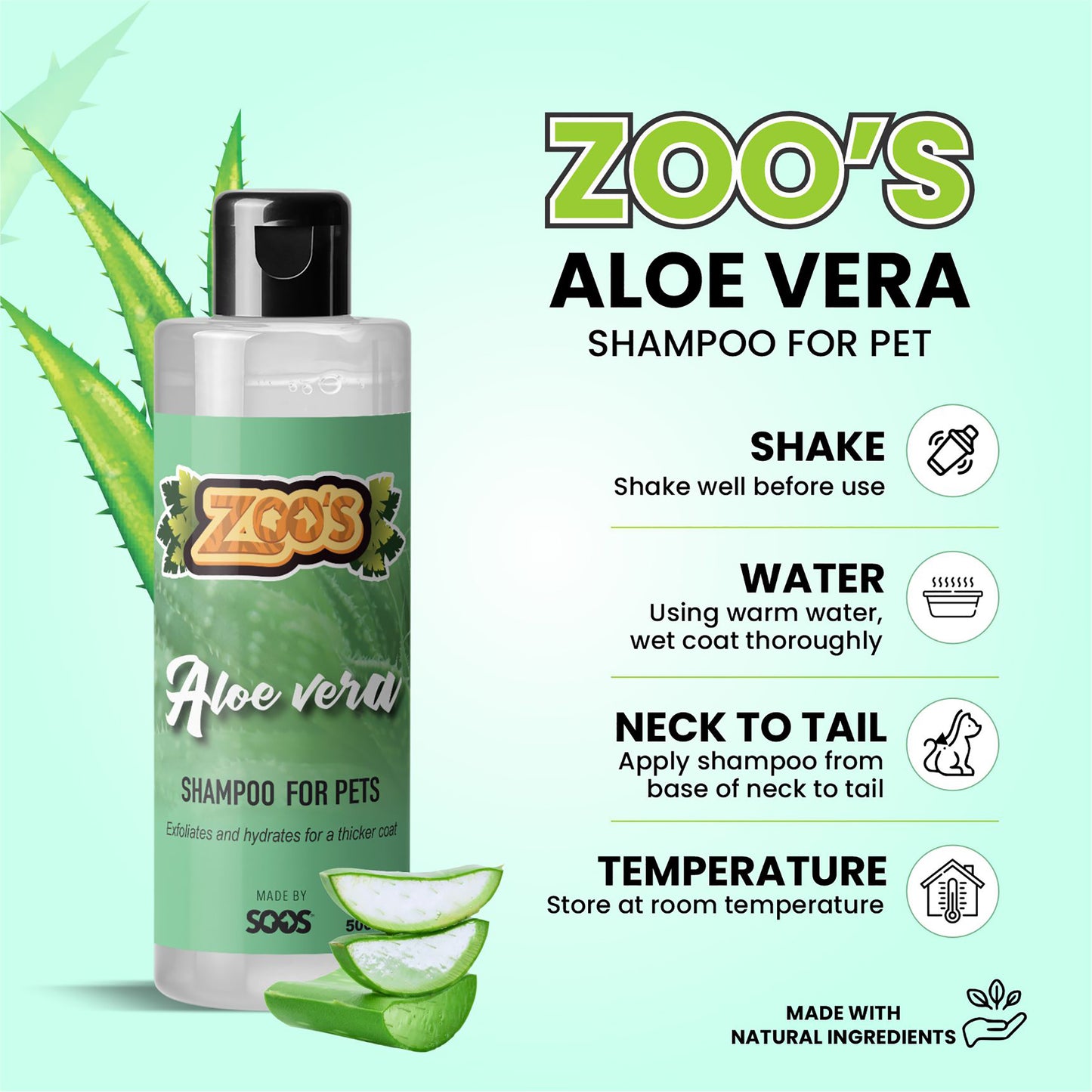 Zoo's Aloe Vera Pet Shampoo by Soos Pets