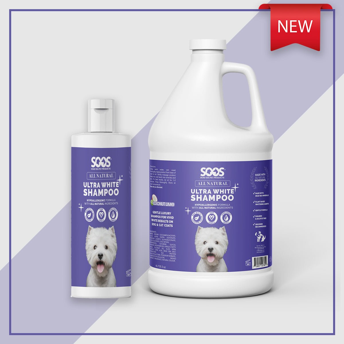 All Natural Ultra White Hypoallergenic Shampoo For Dogs And Cats - Soos Pets