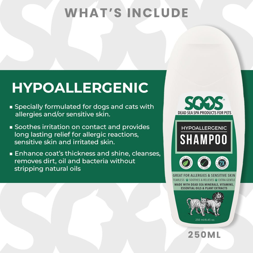 Natural Dead Sea Hypoallergenic Pet Bundle For Dogs & Cats - Soos Pets