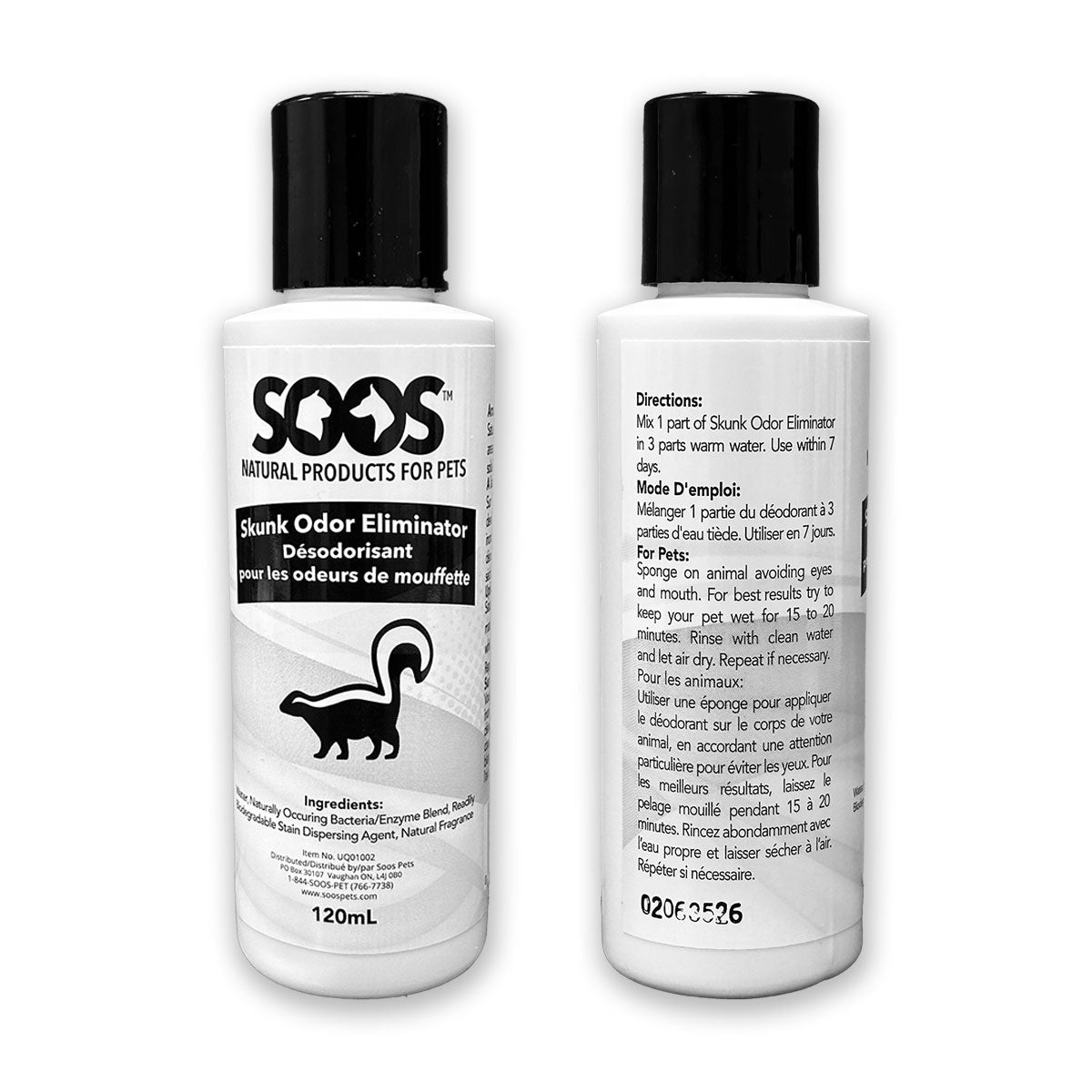 Natural Skunk Odor Eliminator 120mL - Soos Pets