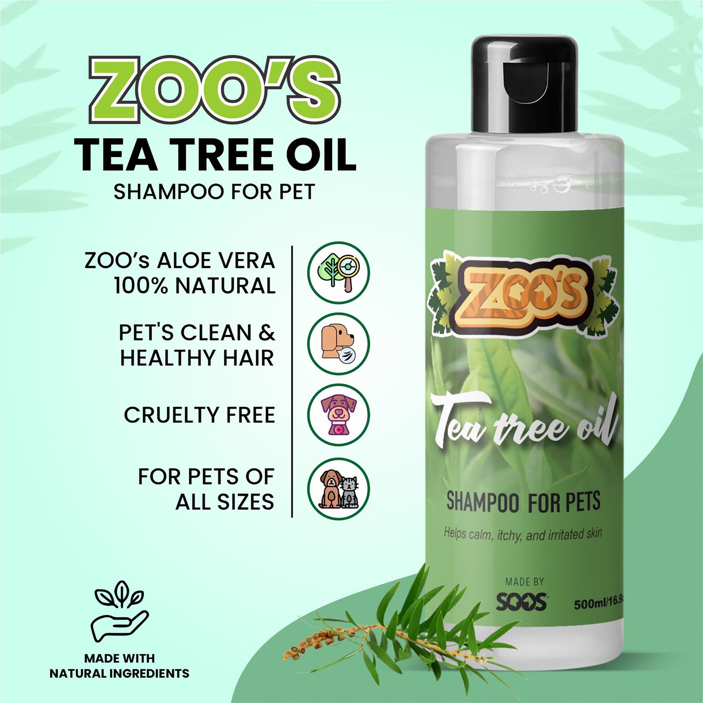 Zoo's Tea Tree Oil Dog Shampoo by Soos Pets