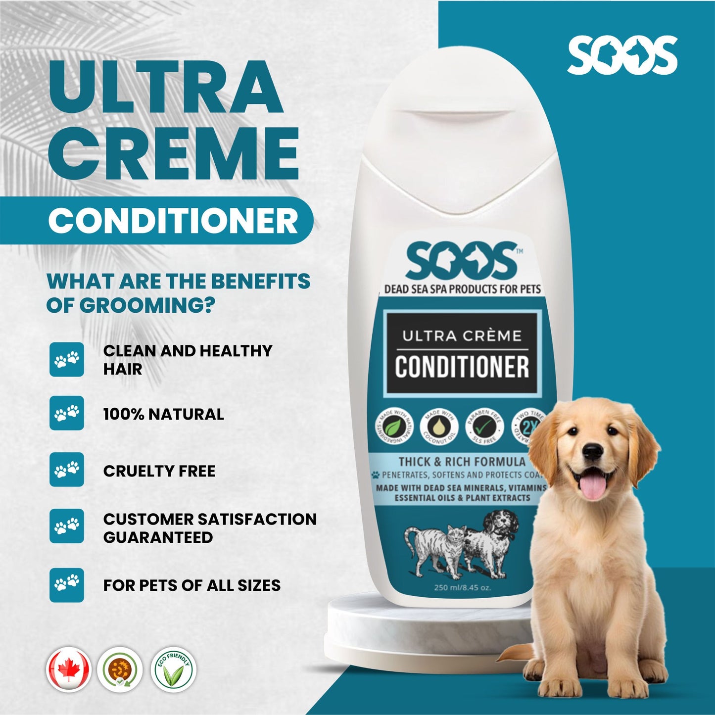 Natural Dead Sea Ultra Crème Pet Conditioner For Dogs & Cats