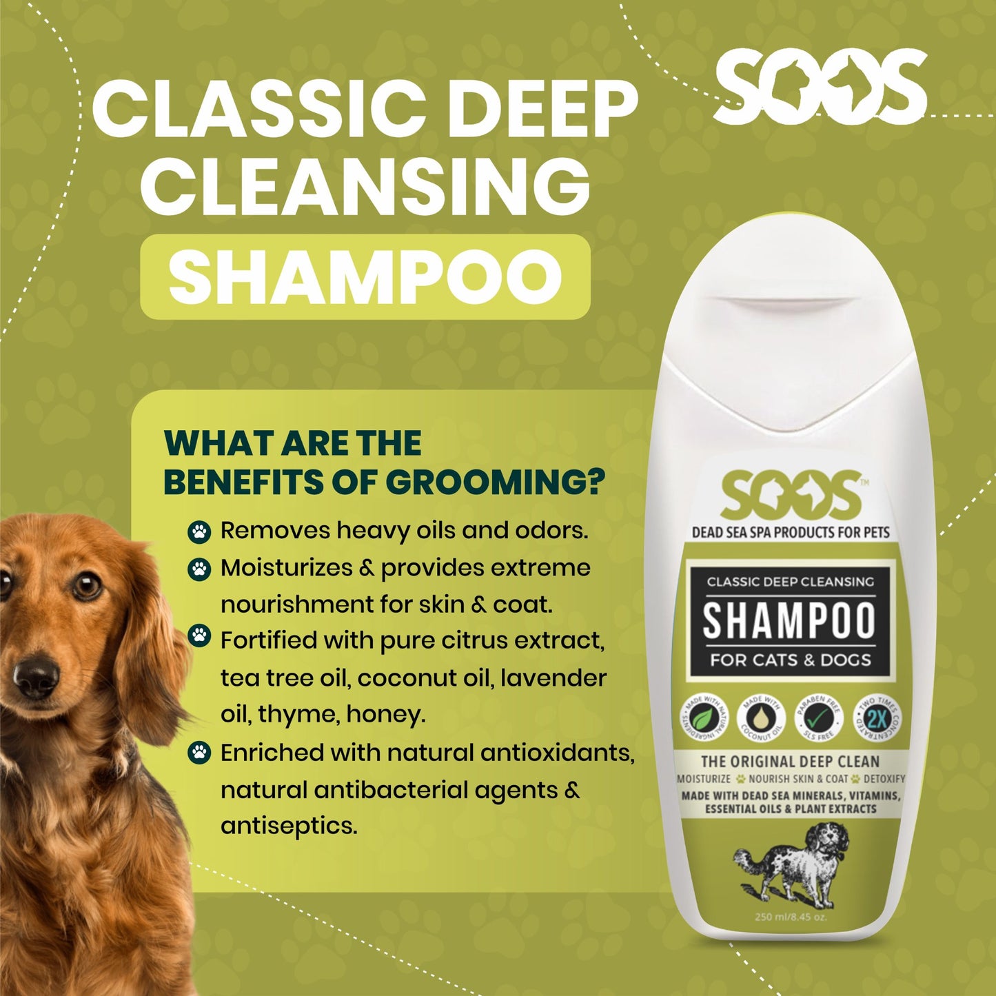 Natural Dead Sea Classic Deep Cleansing Pet Shampoo For Dogs & Cats