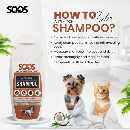 Anti-Itch Pet Shampoo For Dogs & Cats - Natural Dead Sea Minerals