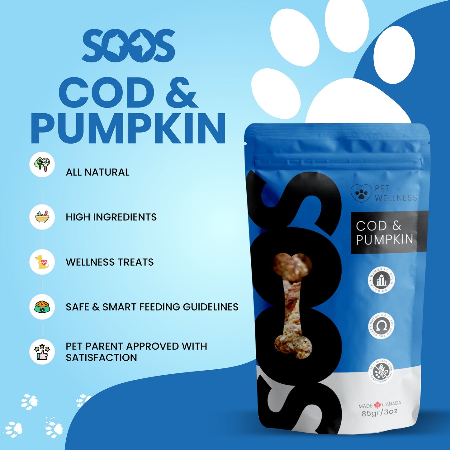 Soos Pets Cod & Pumpkin Wellness Treats