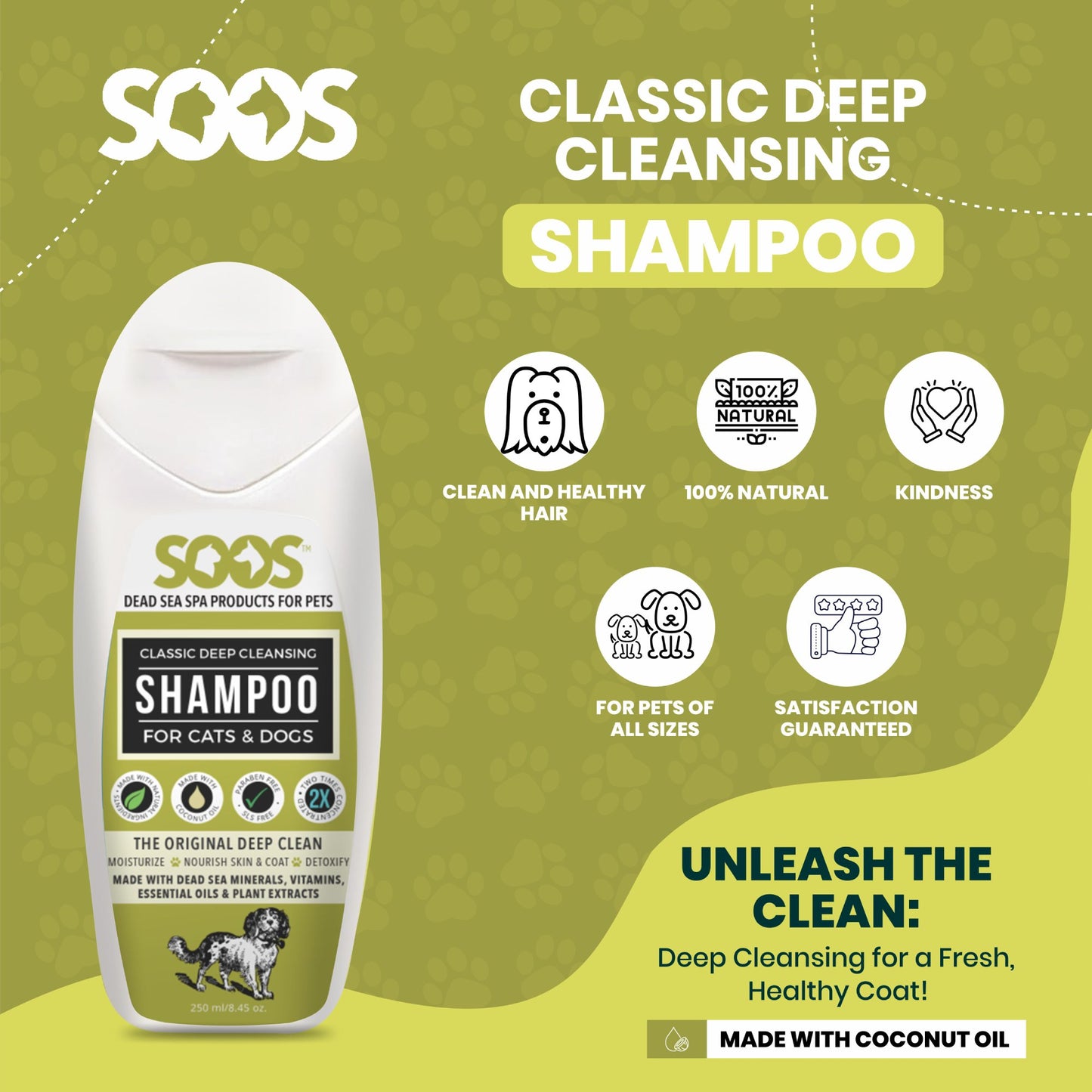 Natural Dead Sea Classic Deep Cleansing Pet Shampoo For Dogs & Cats