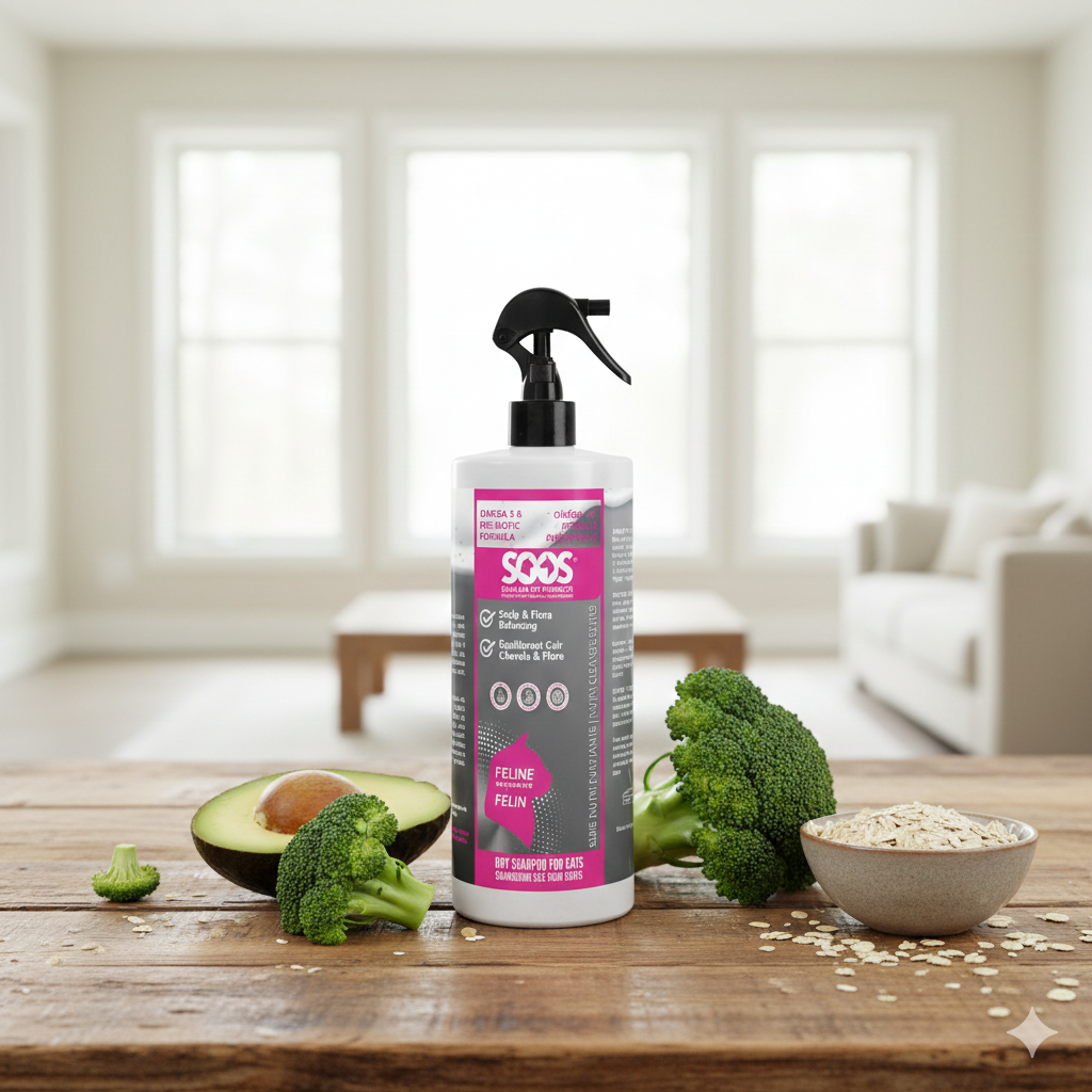 Soos Nutri-Cleanse Dry Shampoo for Cats – Omega 3 & Pre-biotic Formula