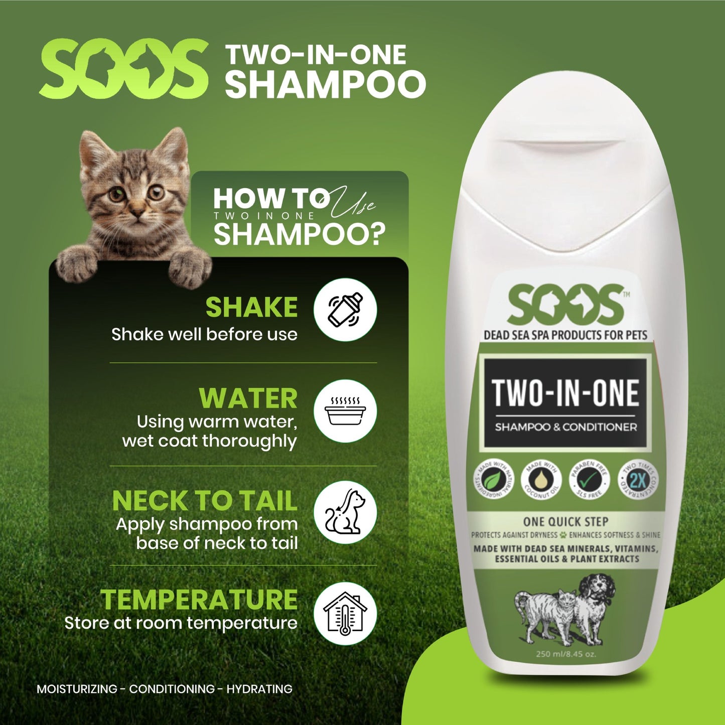 Natural Dead Sea Two-In-One Pet Shampoo & Conditioner For Dogs & Cats