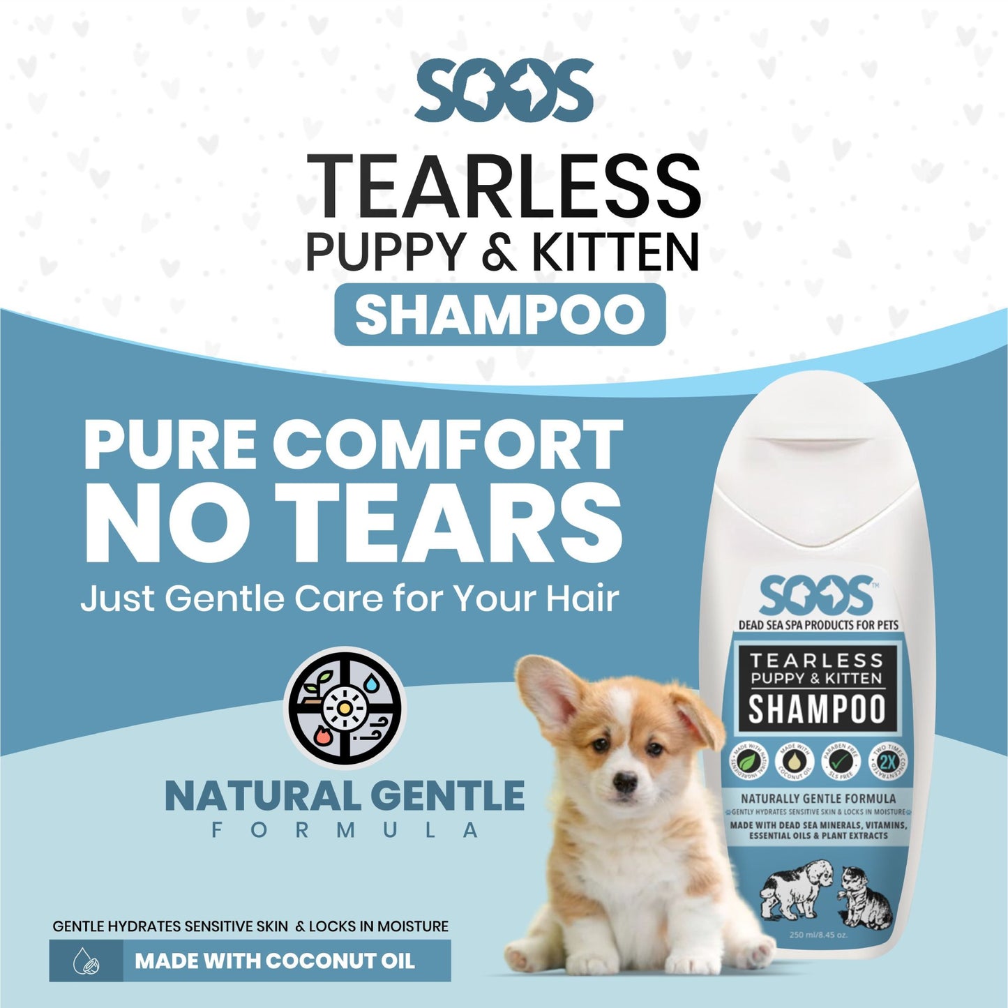 Natural Dead Sea Tearless Puppy & Kitten Pet Shampoo