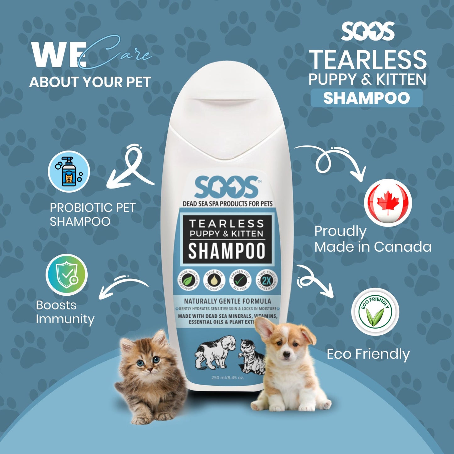 Natural Dead Sea Tearless Puppy & Kitten Pet Shampoo