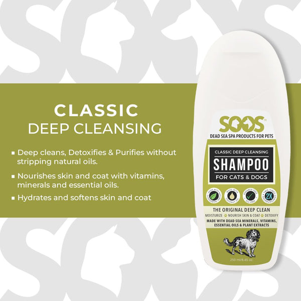 Natural Dead Sea Classic Deep Cleansing Pet Shampoo For Dogs & Cats - Soos Pets