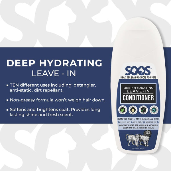 Natural Dead Sea Deep Hydrating Leave-In Pet Conditioner: Dogs & Cats - Soos Pets