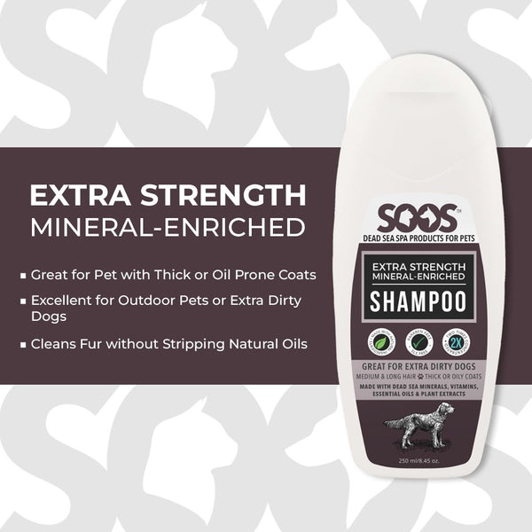 Natural Dead Sea Extra Strength Mineral Rich Pet Shampoo: Dogs & Cats - Soos Pets