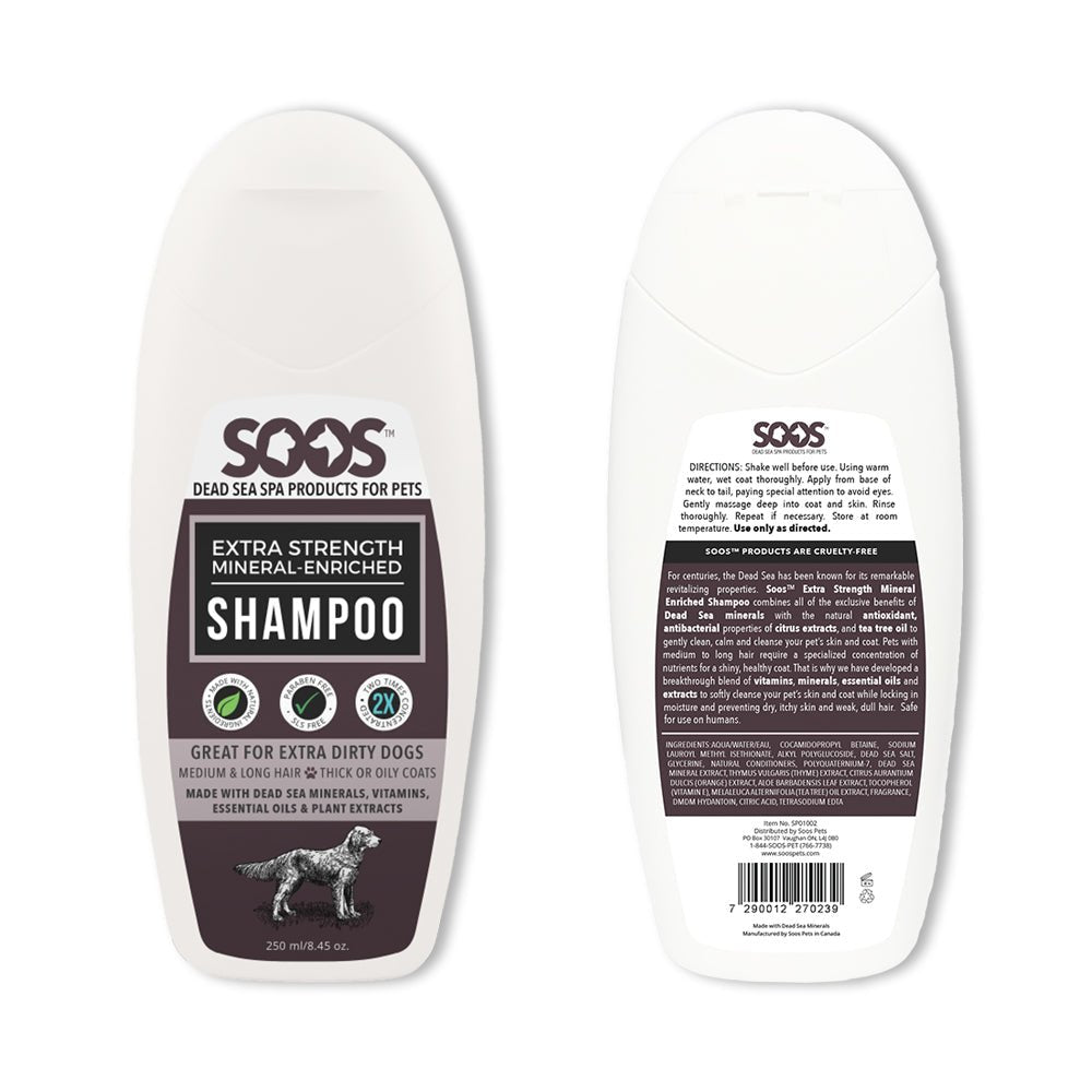 Natural Dead Sea Extra Strength Mineral Rich Pet Shampoo: Dogs & Cats - Soos Pets