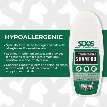 Natural Dead Sea Hypoallergenic Pet Shampoo For Dogs & Cats - Soos Pets