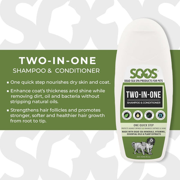 Natural Dead Sea Two-In-One Pet Shampoo & Conditioner For Dogs & Cats - Soos Pets