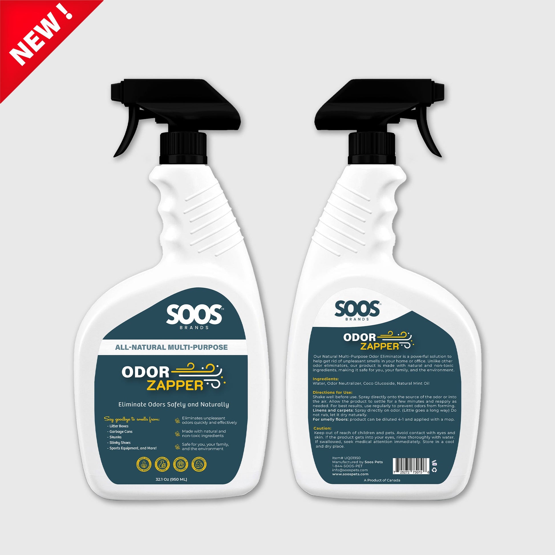 Soos Odor Zapper - All Natural Multi-Purpose Odor Eliminator - Soos Pets