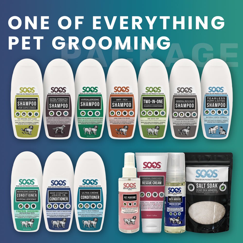 The "One Of Everything Dead Sea" Pet Grooming Package For Dogs & Cats - Soos Pets